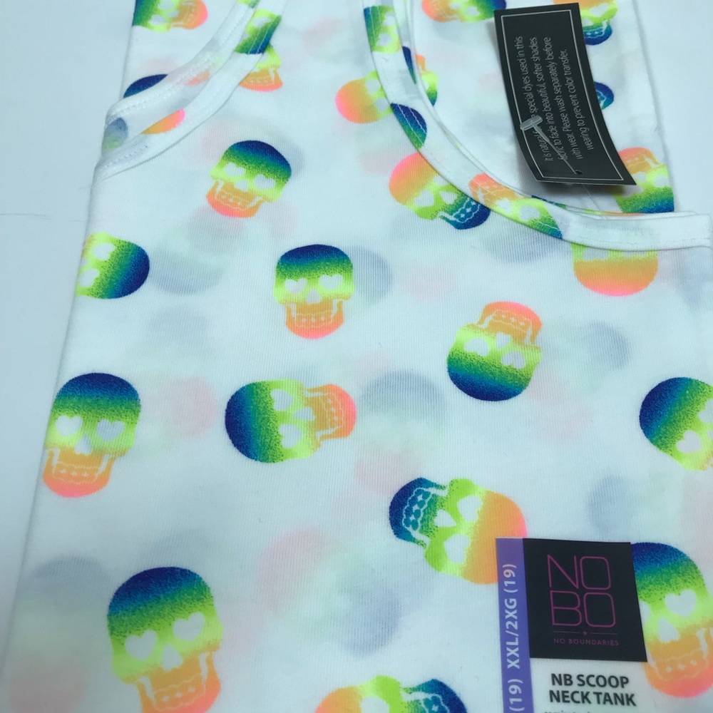 Tank Top No Boundaries White Halloween Skull Jr 2X - Picture 3 of 4